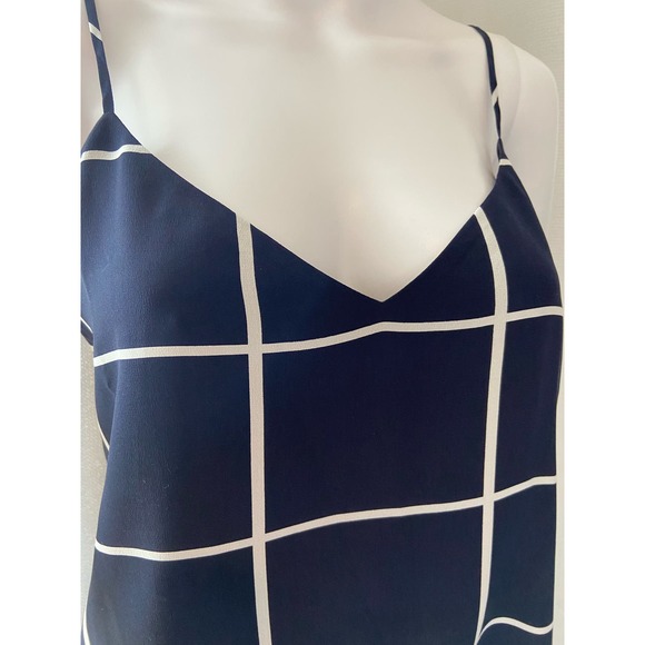 L'AGENCE Jane Windowpane Silk Camisole Top - Navy/White - Size XS* WOM203 - Picture 7 of 8